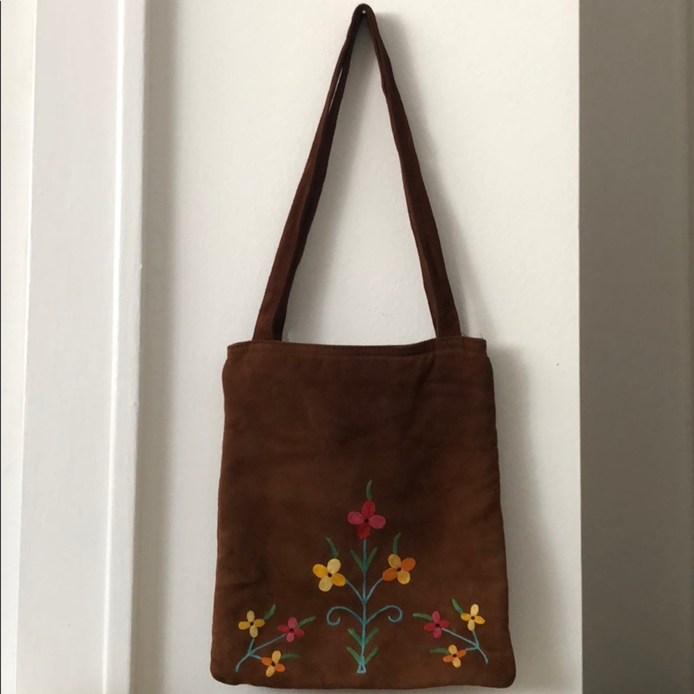 Y2K embroidered ultrasuede bag.